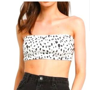 TopShop White and Black Dalmatian Shirred Bandeau